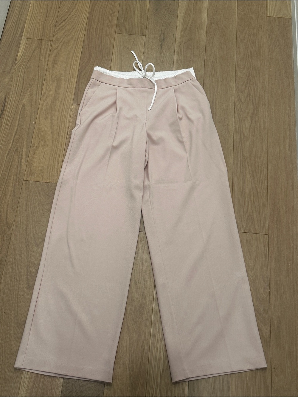 Zara Blush Pink Wide-Leg Drawstring Pants